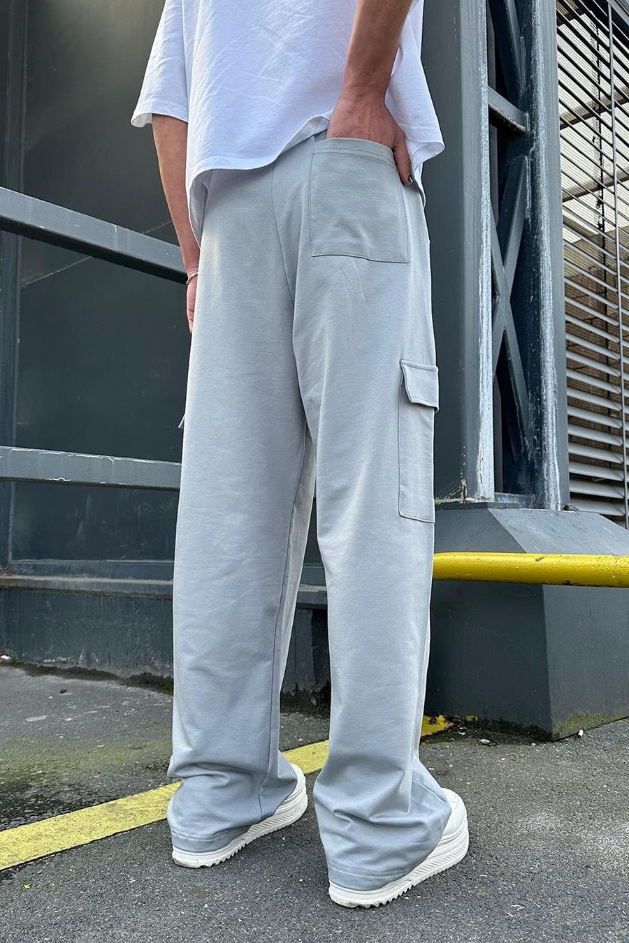 GRİ Nakış Detaylı Kargo Cepli EE Baggy Eşofman
