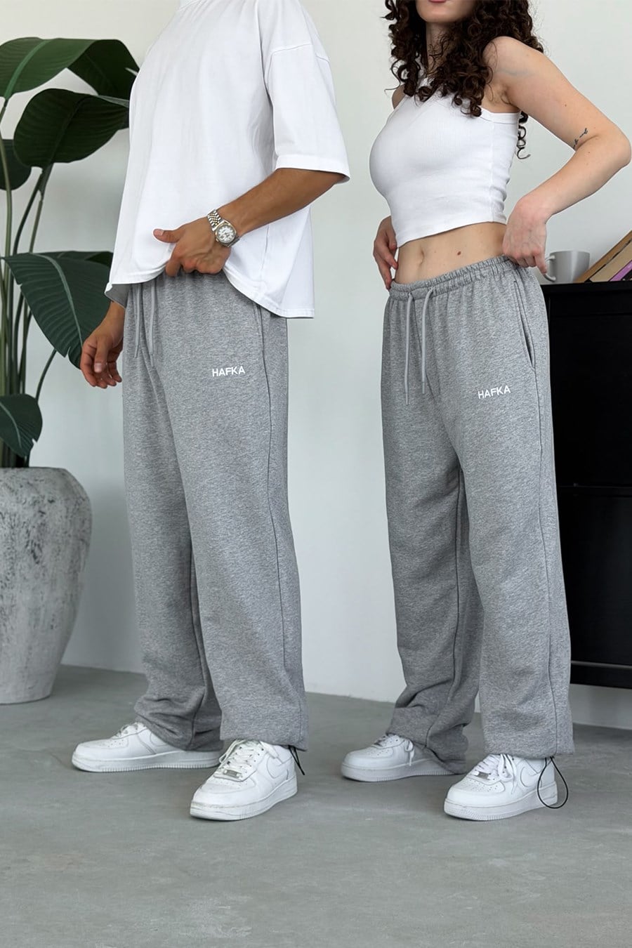 Gri Nakışlı Premium Ayarlanabilir Paça Yazlık Baggy Eşofman
