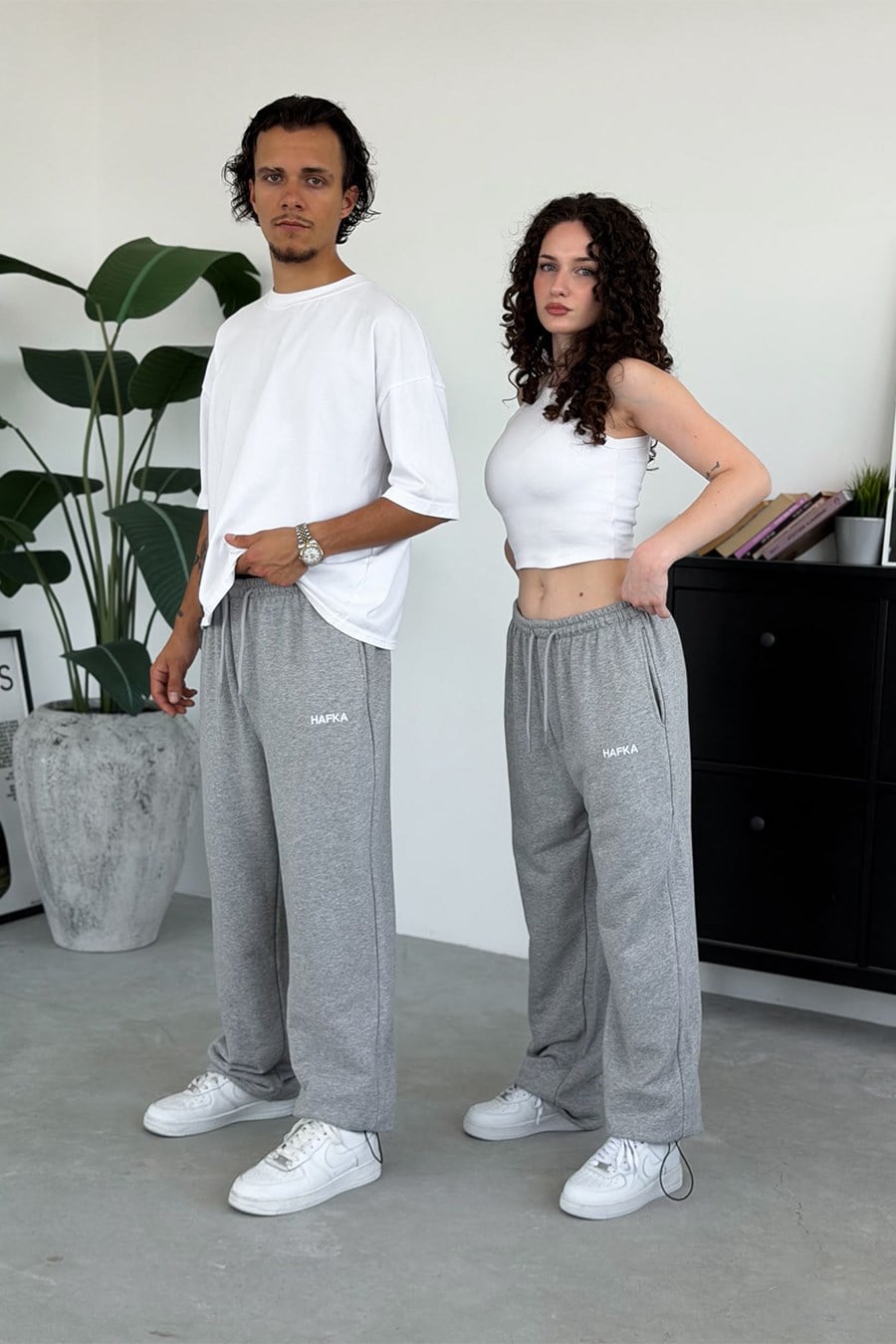 Gri Nakışlı Premium Ayarlanabilir Paça Yazlık Baggy Eşofman