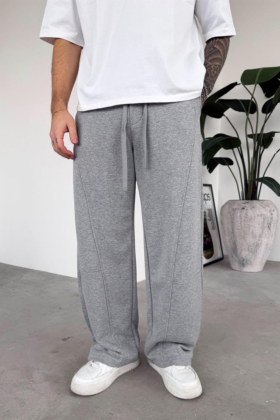 Gri Premium Patch Detay Baggy Eşofman