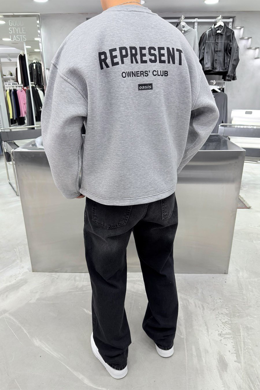 Gri Represent Baskılı Boxy Kalıp Sweatshirt