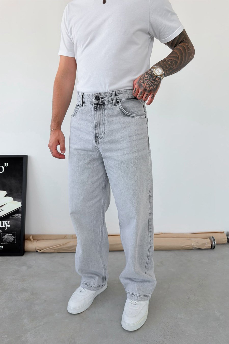 Gri Soft Degrade Süper Baggy Pantolon
