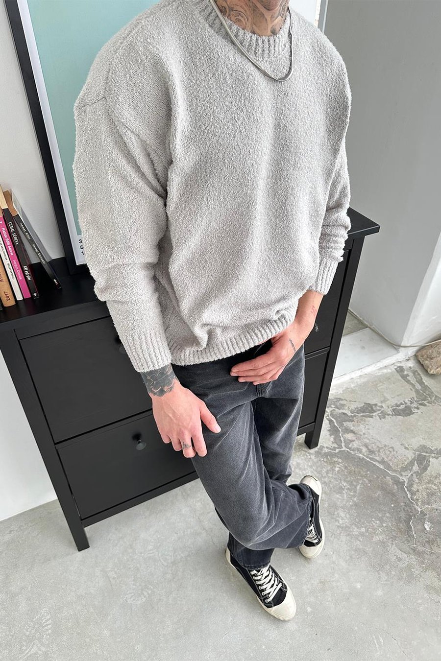 Gri Soft Relaxed Triko Kazak