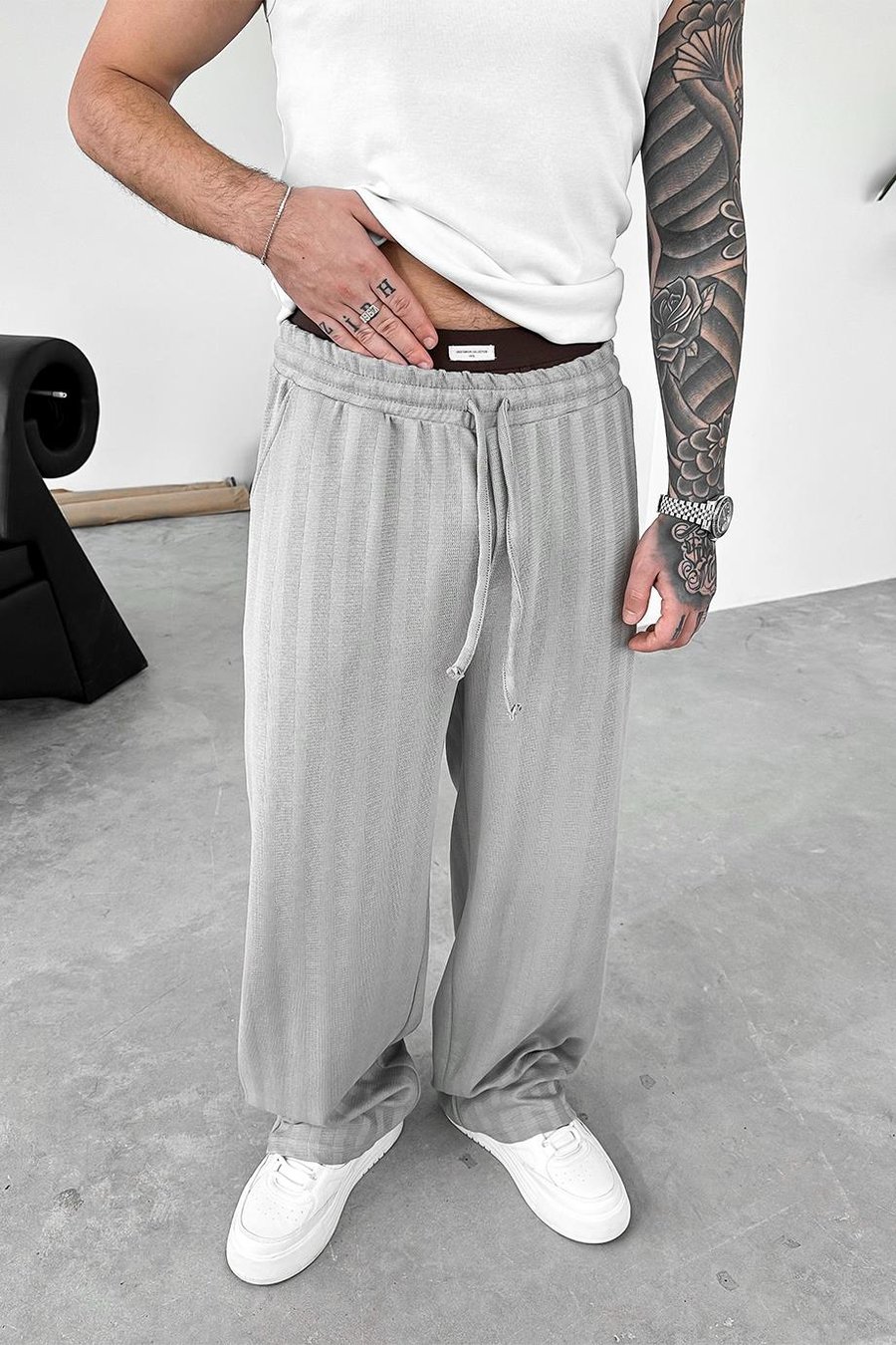 Gri Soft Stride Baggy Pantolon
