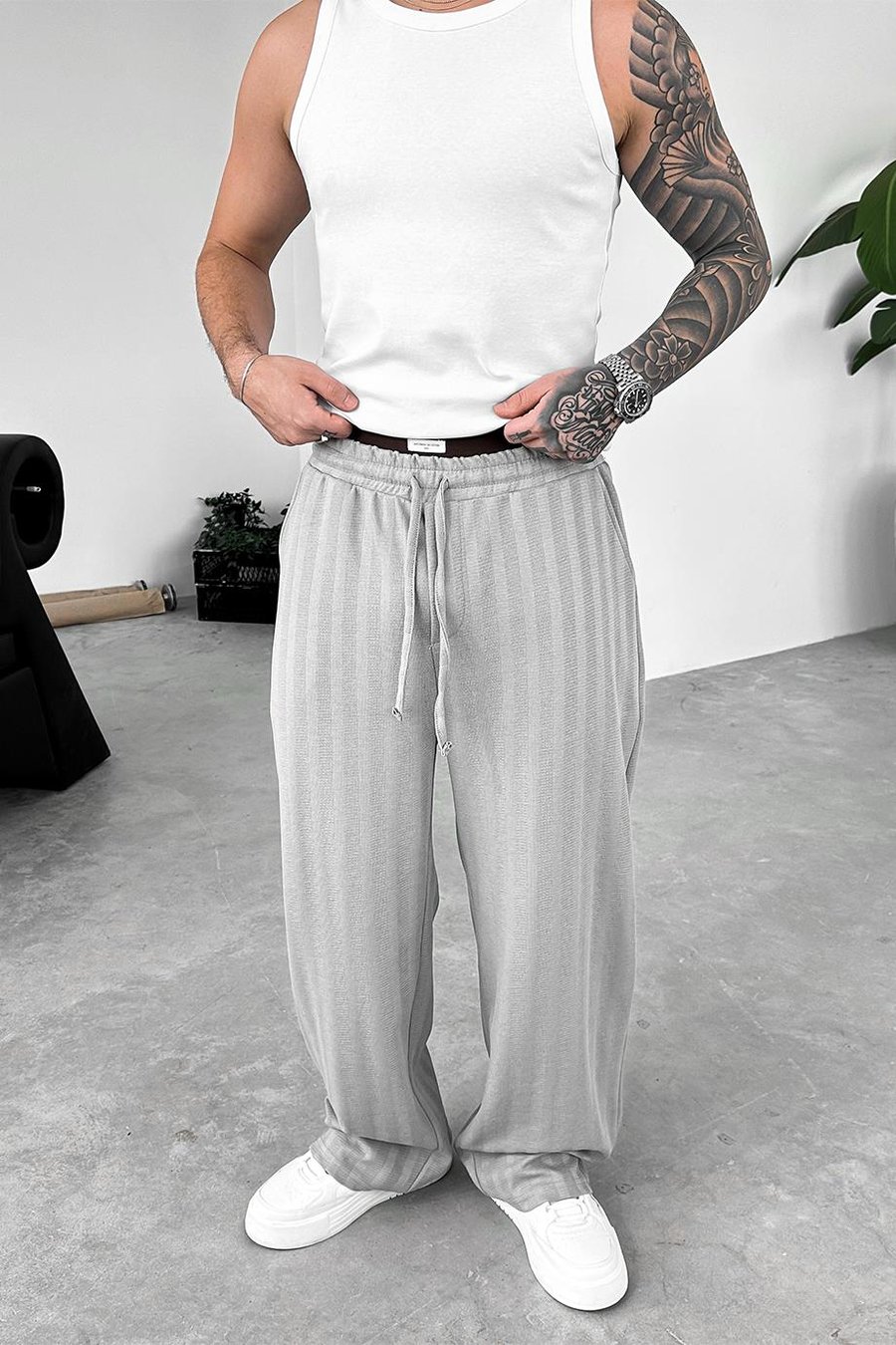 Gri Soft Stride Baggy Pantolon