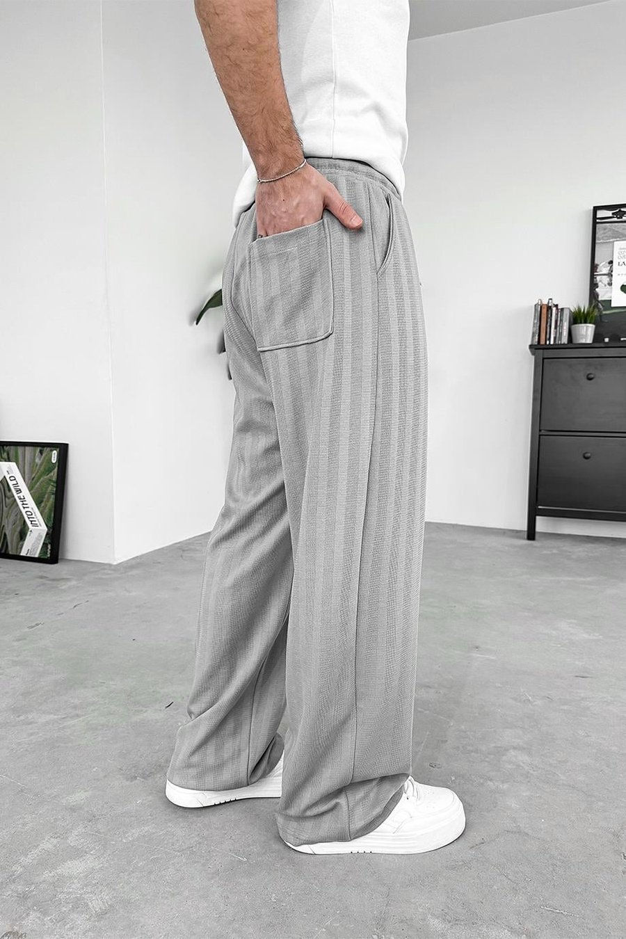 Gri Soft Stride Baggy Pantolon