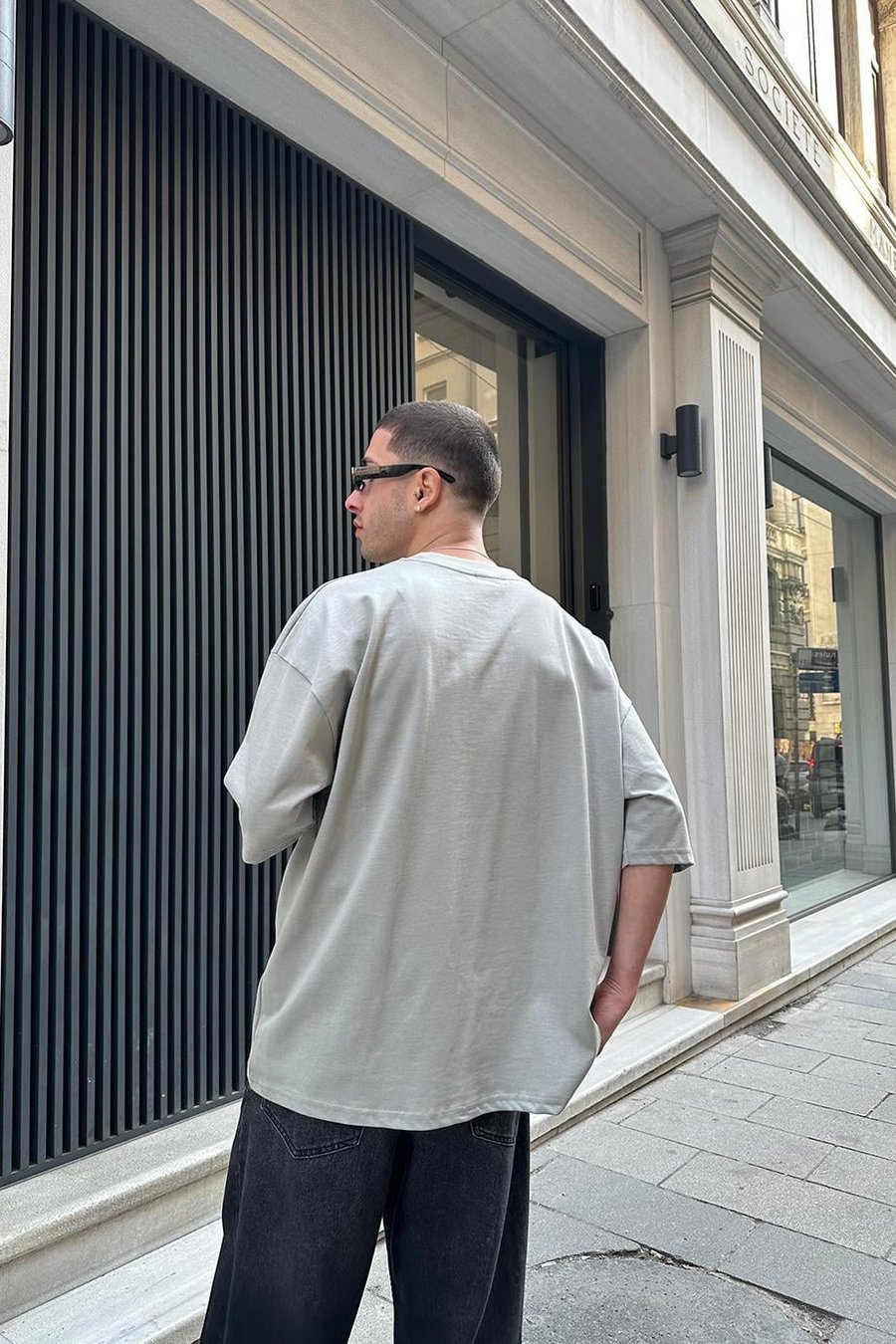 GRİ Vacation 1967 Nakış Detay OUTPLENTY PREMİUM Oversize Tişört