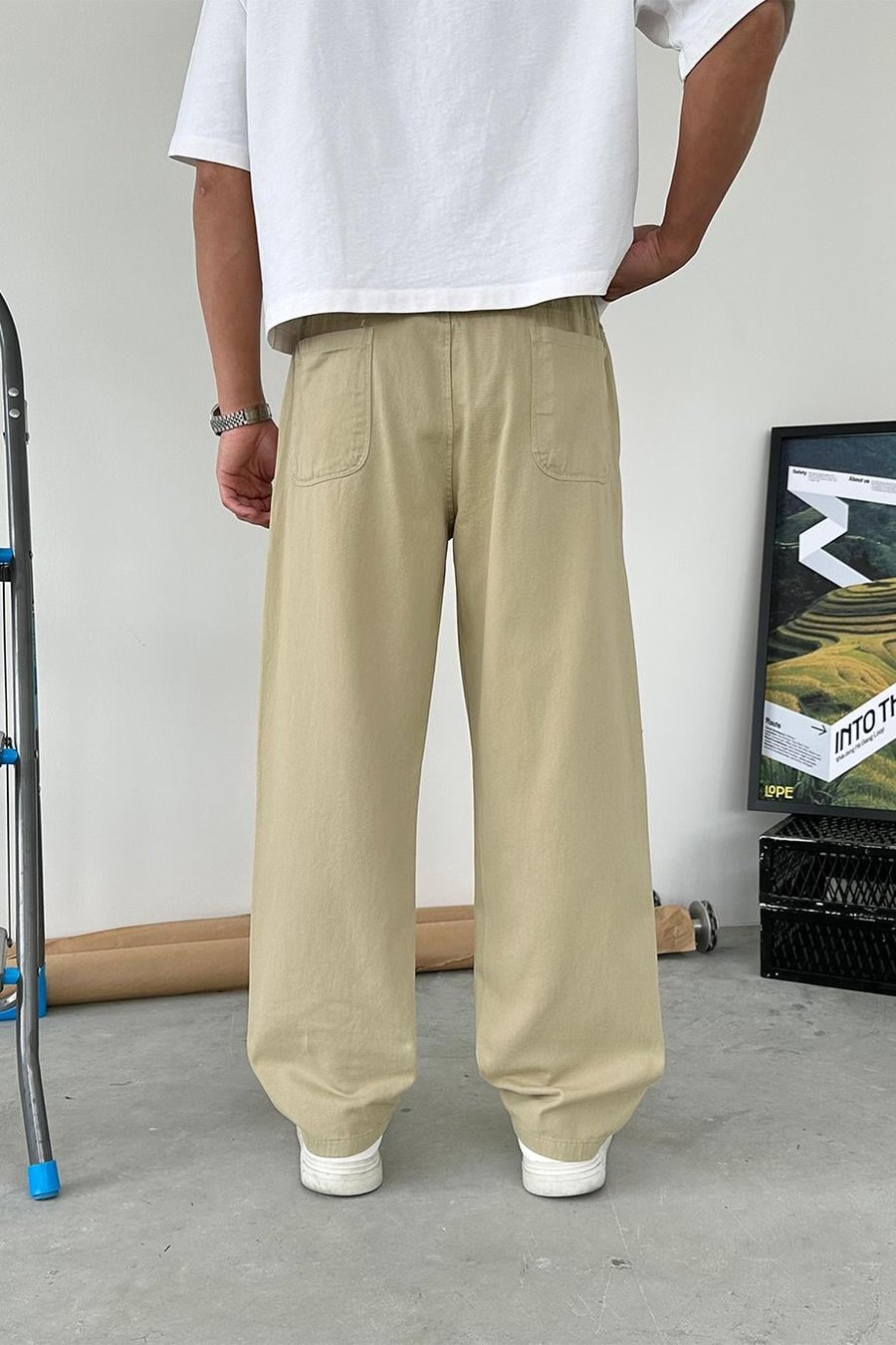 Haki Basic Gabardin Beli Lastikli Pantolon