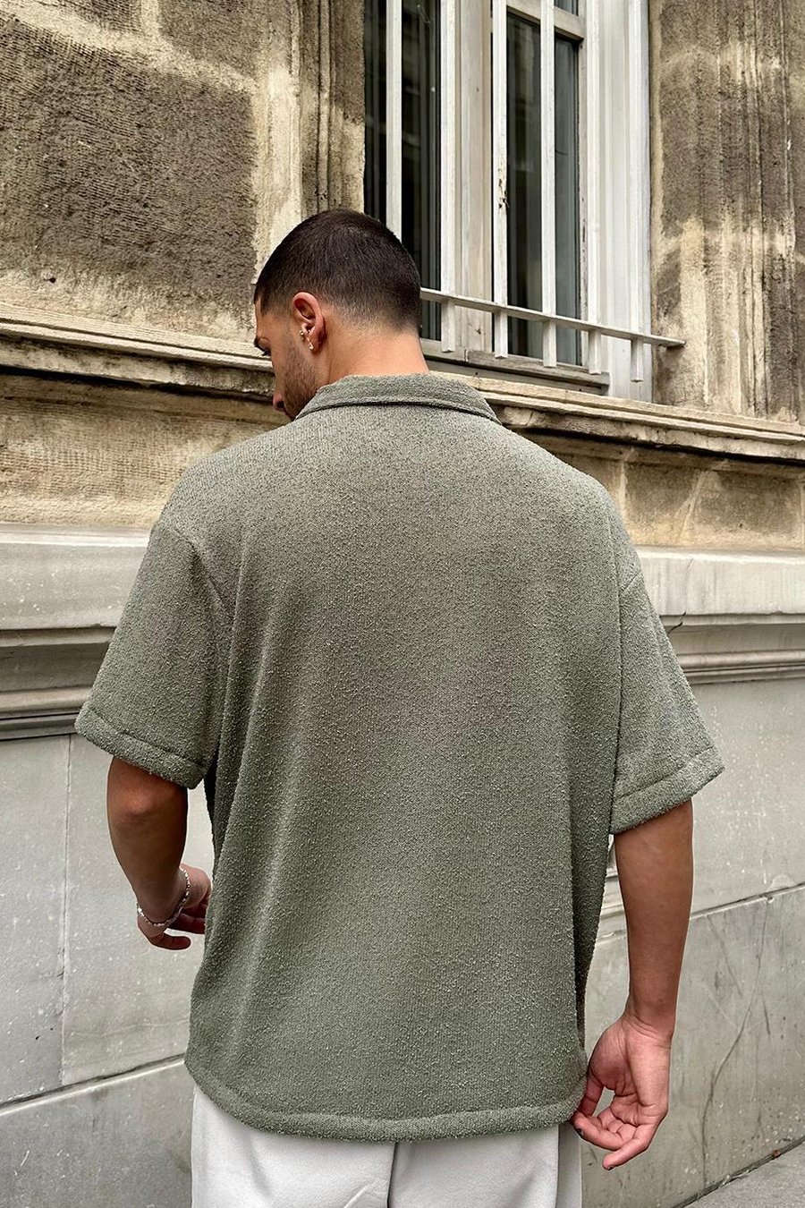 HAKİ Dokulu 04 EE Oversize Gömlek