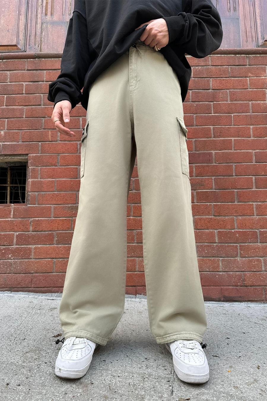 Haki Kargo Cepli DL Ayarlanabilir Baggy Pantolon