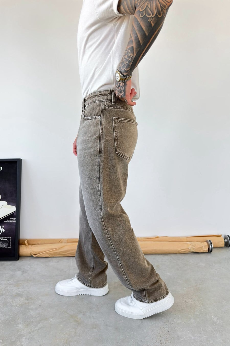 Kahverengi Basic Baggy Fit Pantolon