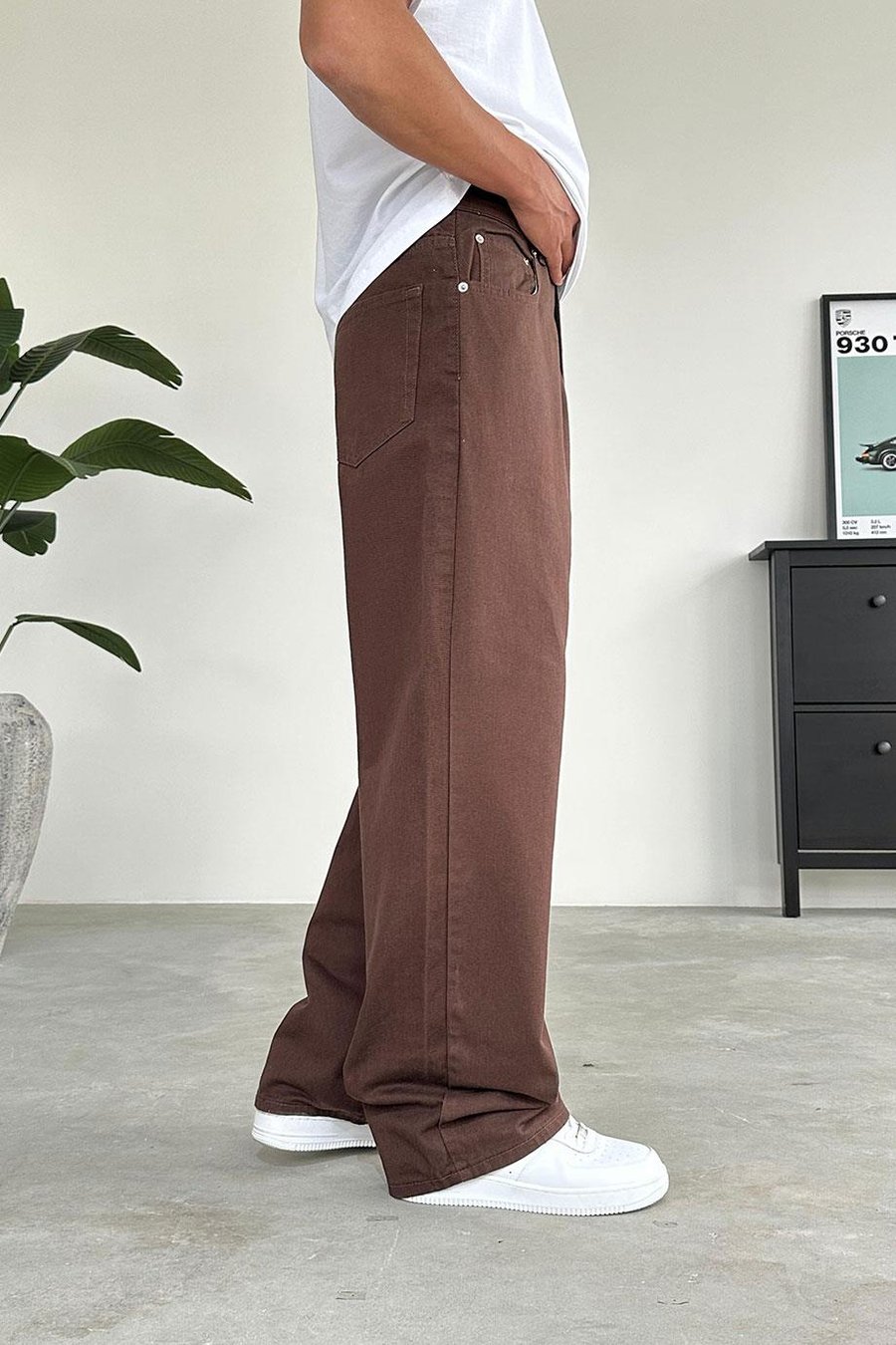 Kahverengi Basic Ekstra Bol Baggy Pantolon
