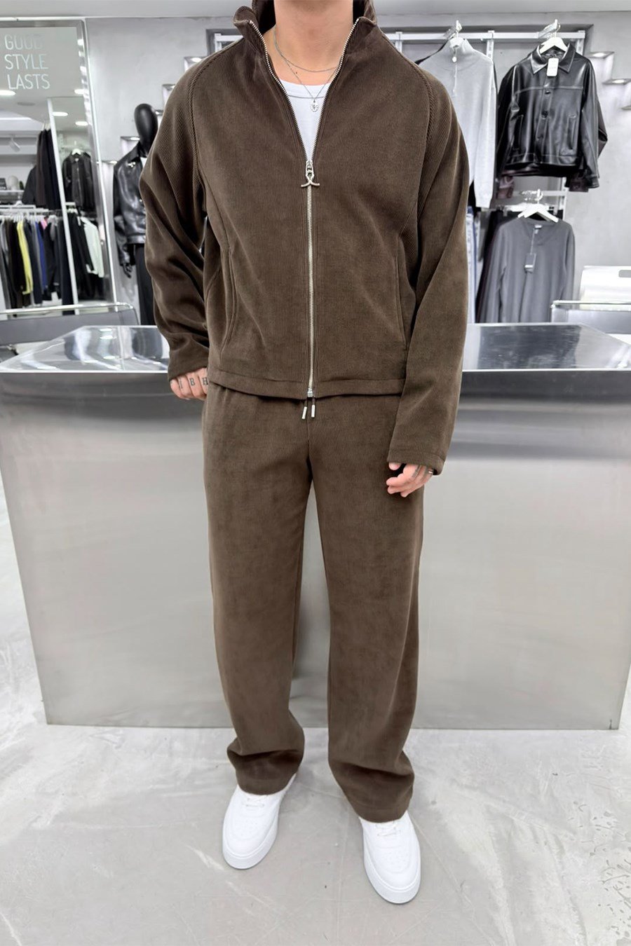 Kahverengi Basic Kadife Boxy Fit Ceket