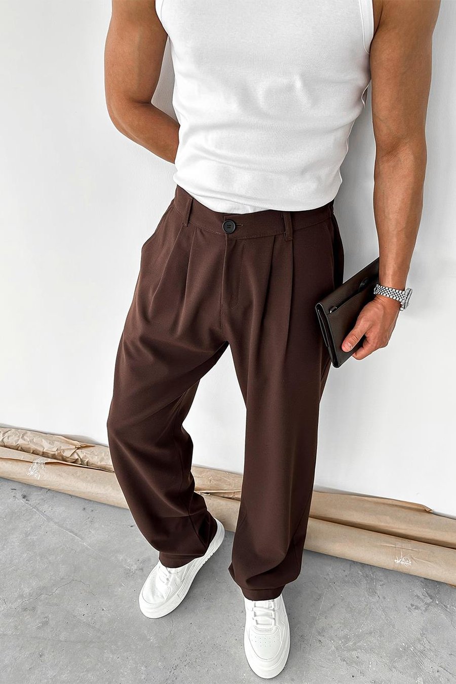Kahverengi Basic Premium Kumaş Pantolon