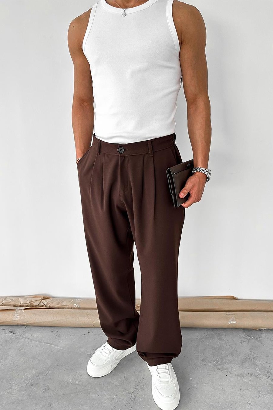Kahverengi Basic Premium Kumaş Pantolon