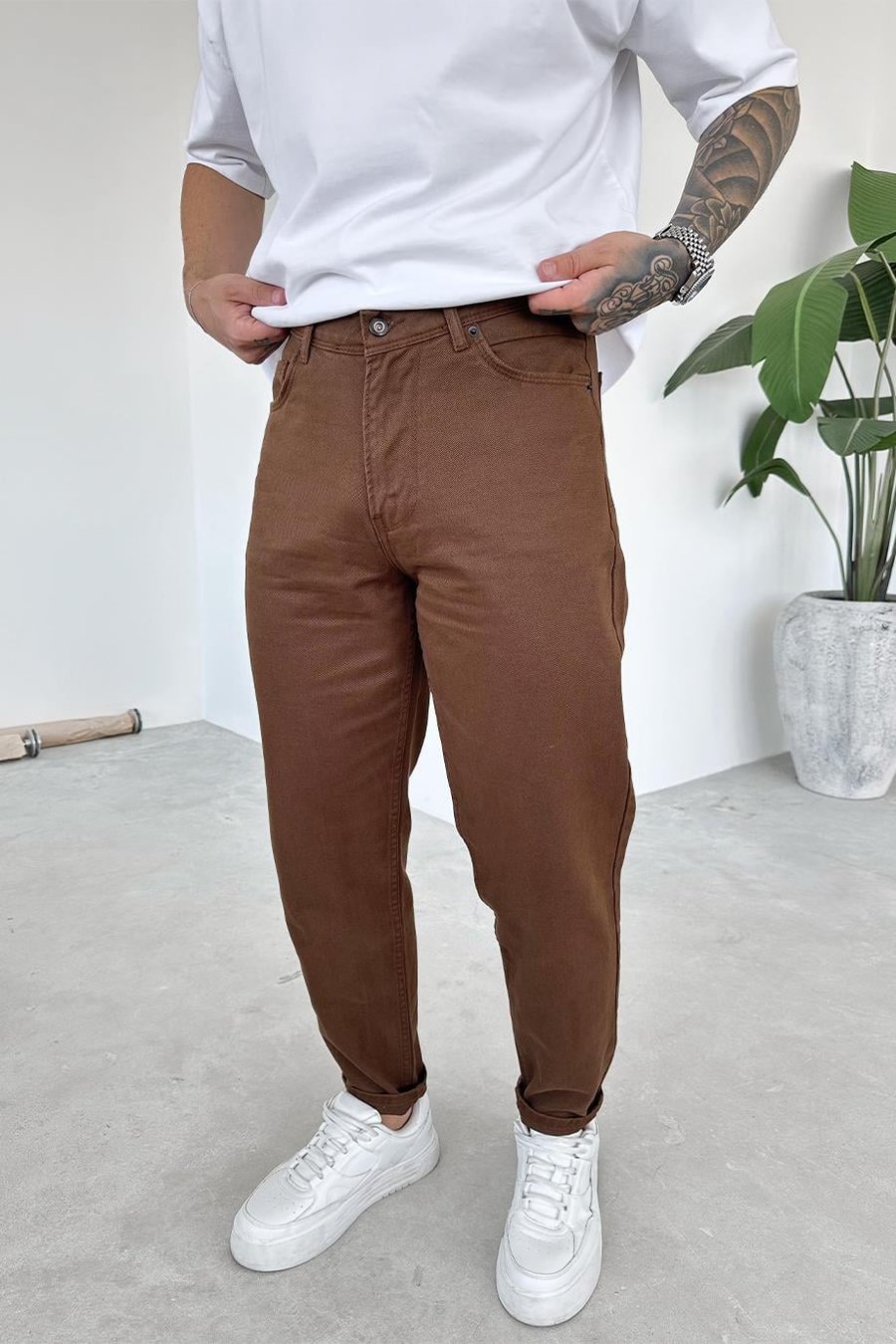 Kahverengi Basic Premium Regular Pantolon