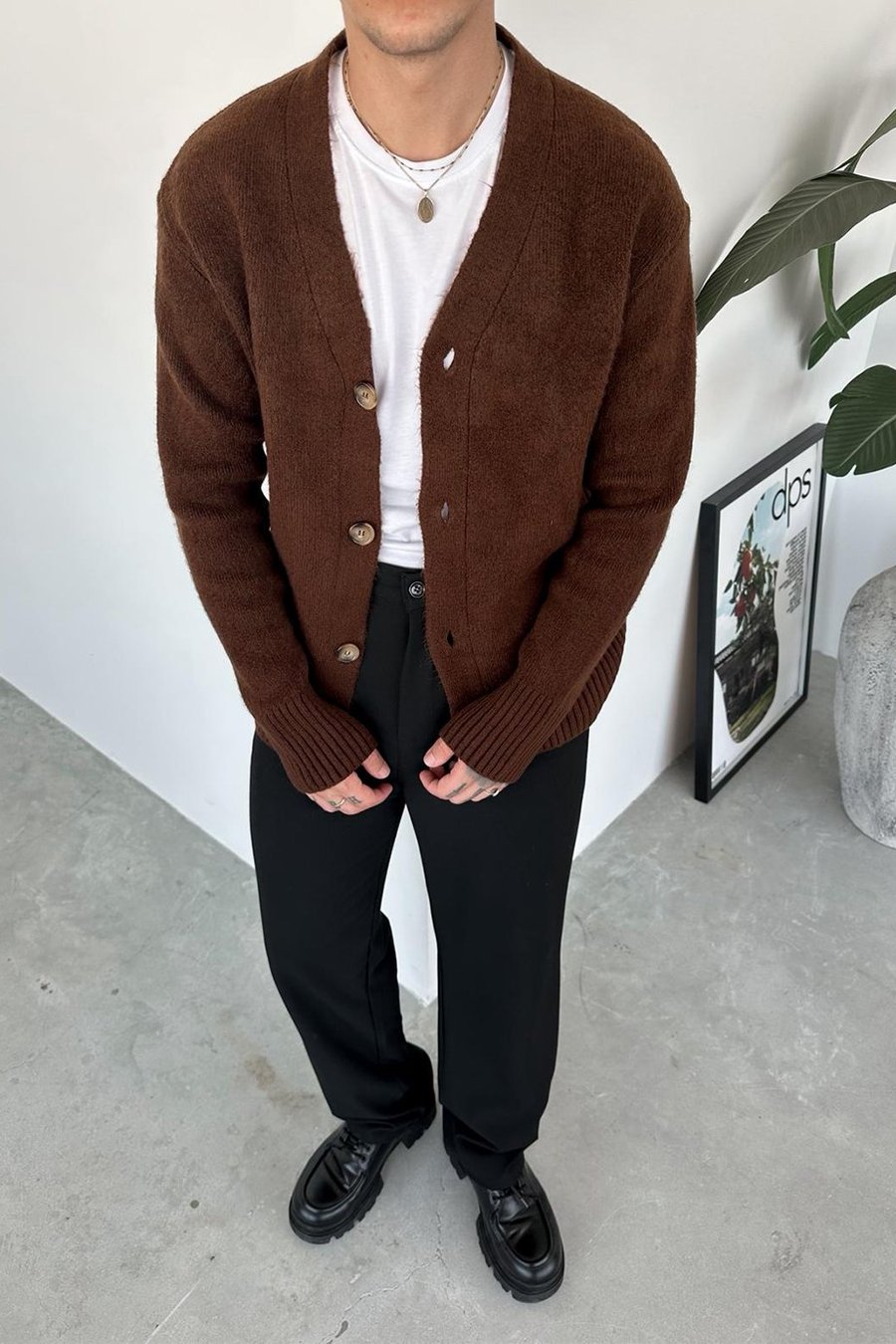 Kahverengi Basic Soft Relaxed Hırka