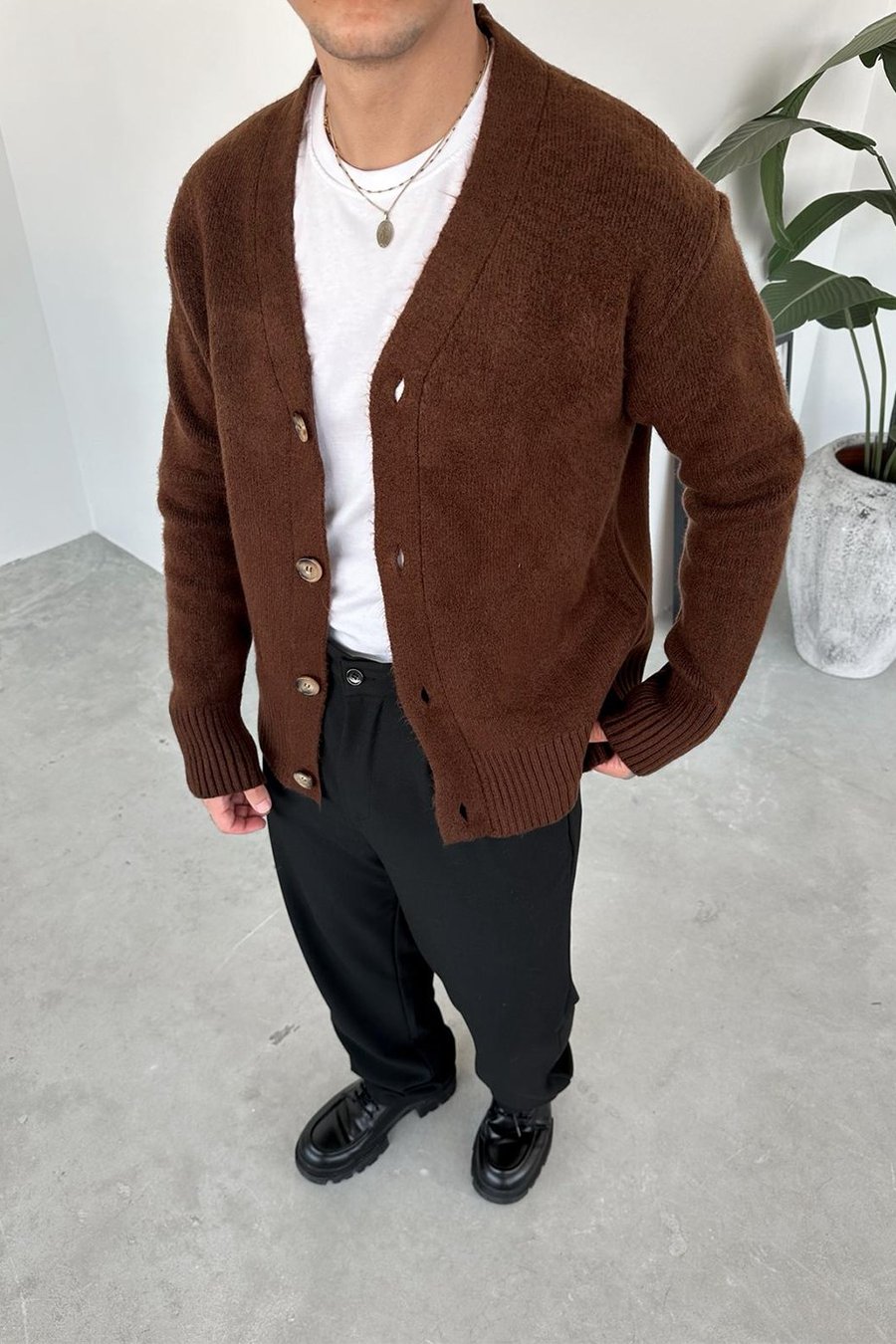 Kahverengi Basic Soft Relaxed Hırka