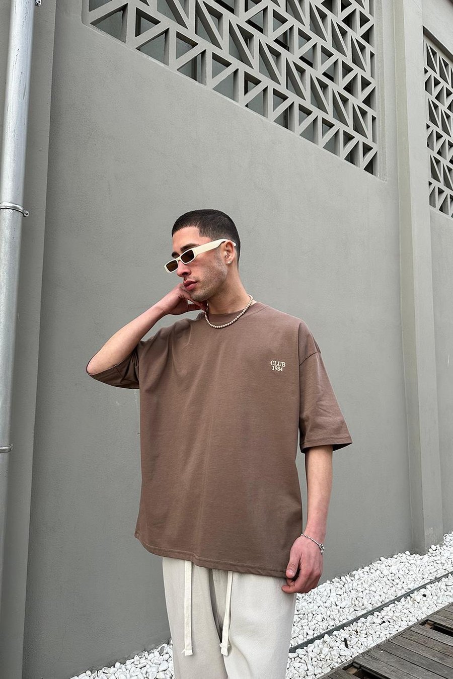 Kahverengi Club 1984 OUTPLENTY PREMİUM Oversize Tişört