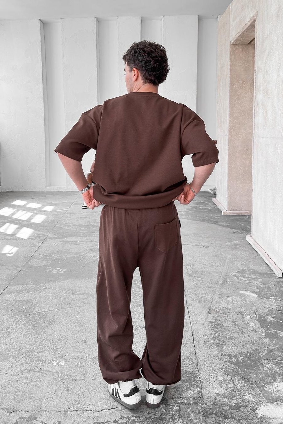 Kahverengi Cozy Premium Çımalı Paça Lastik Eşofman