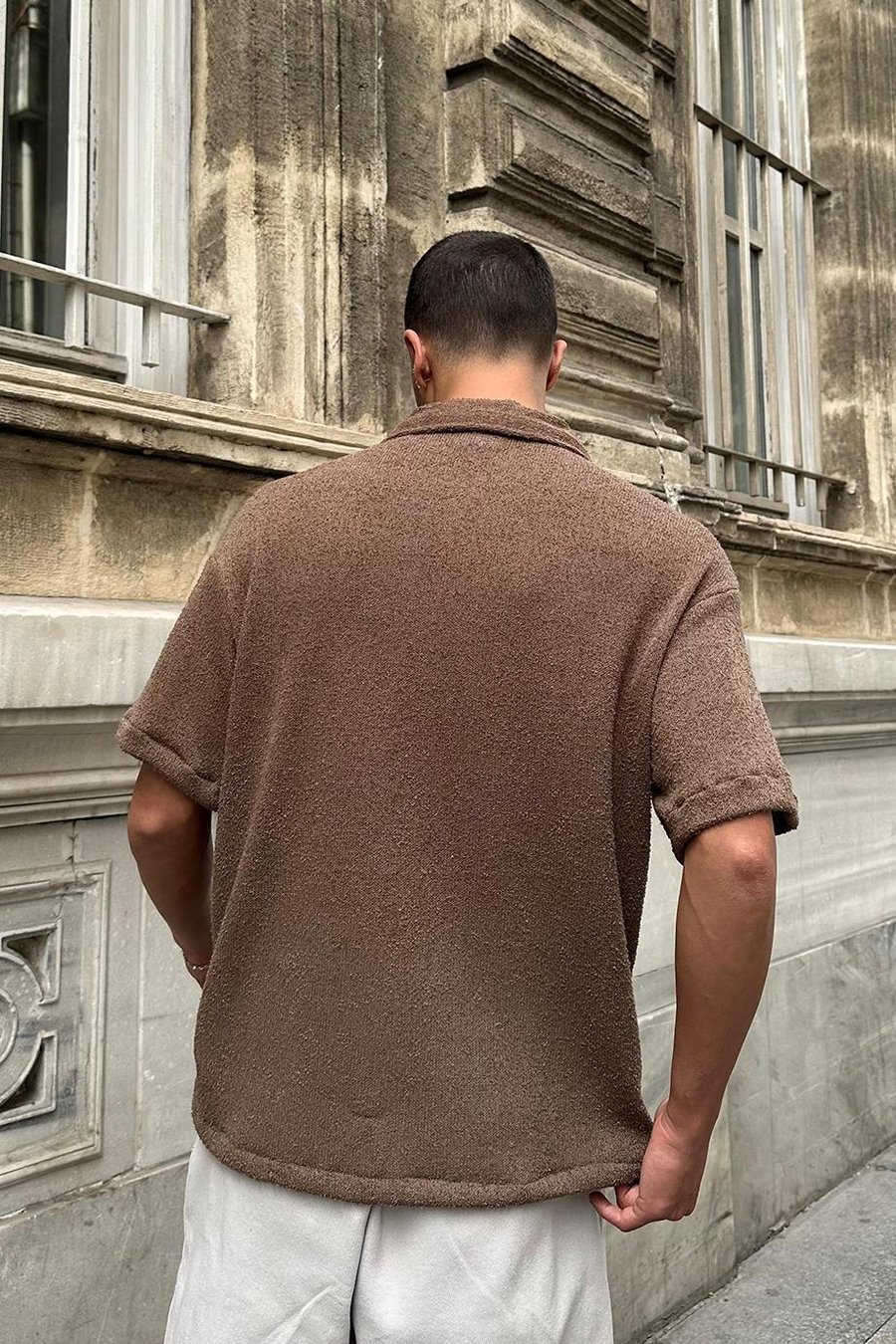 Kahverengi Dokulu 04 EE Oversize Gömlek