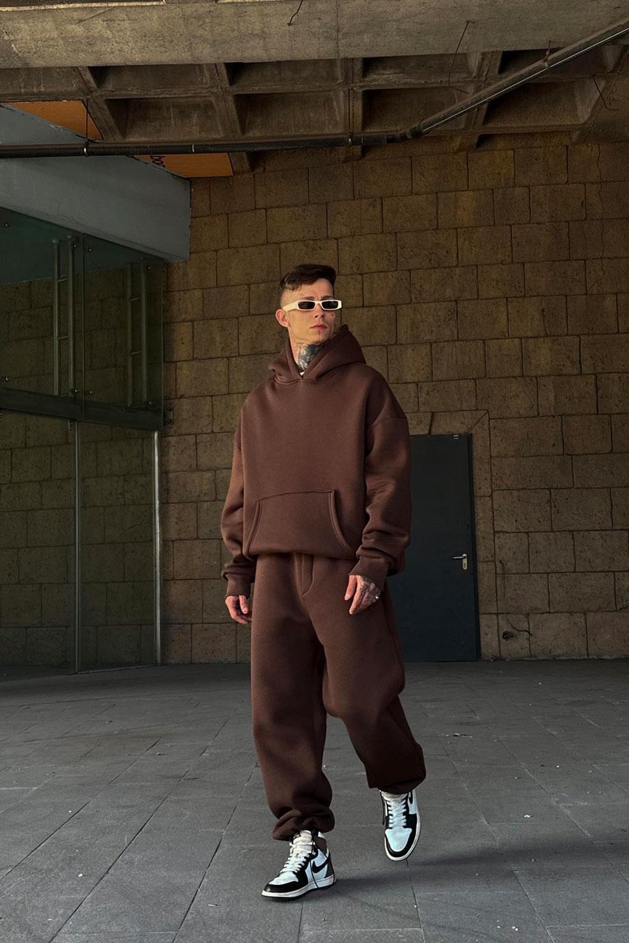 Kahverengi HAFKA PREMİUM 3 İplik Şardonlu Oversize Sweatshirt