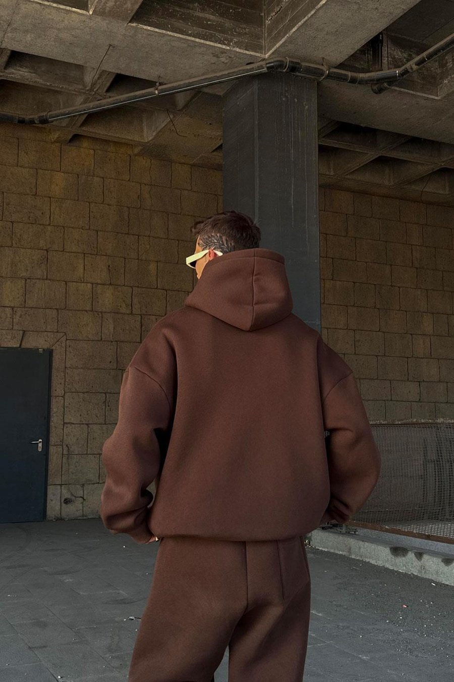 Kahverengi HAFKA PREMİUM 3 İplik Şardonlu Oversize Sweatshirt