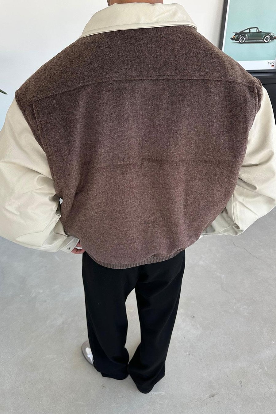 Kahverengi Kaşe Oversize Bomber Ceket