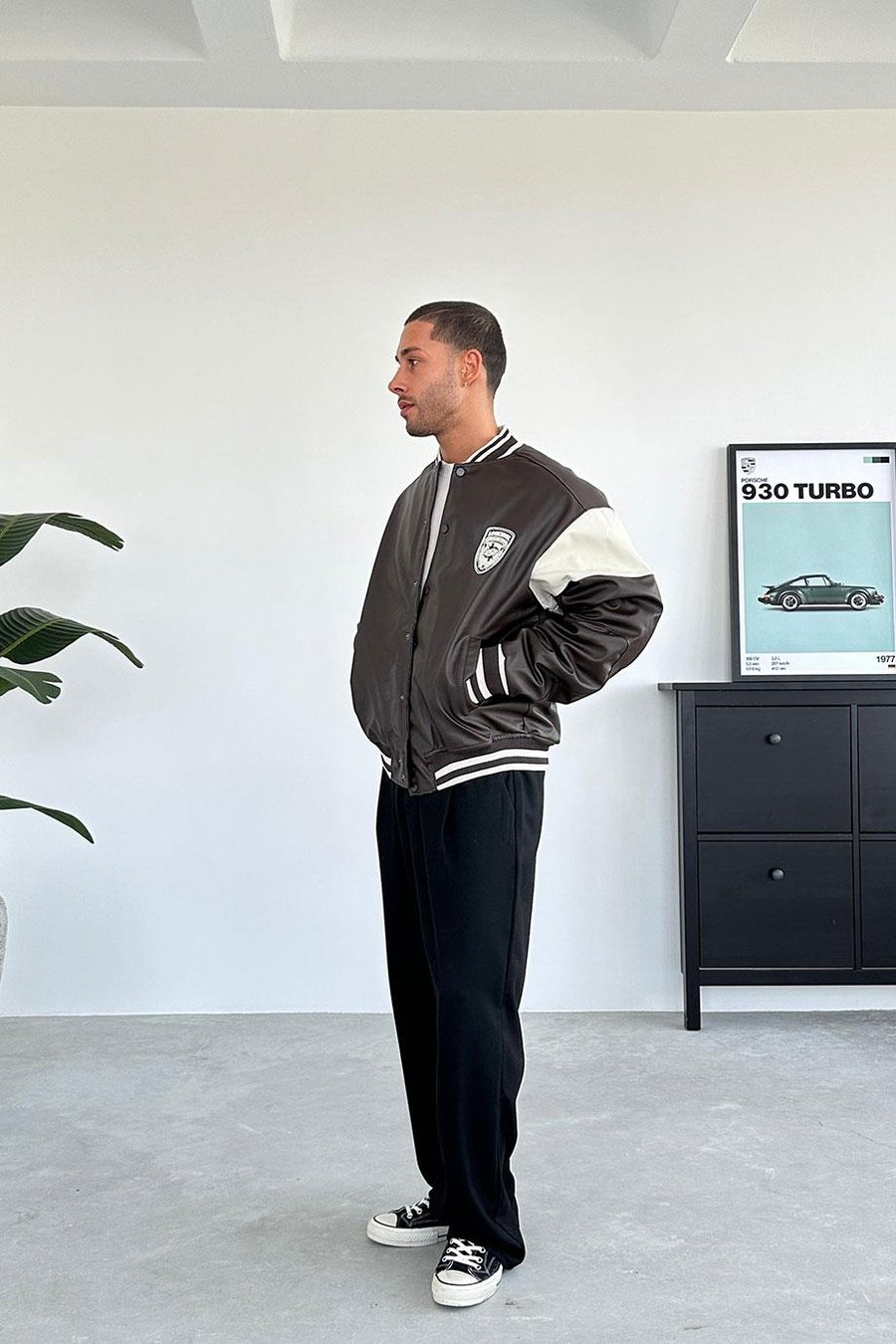 Kahverengi Limitless Oversize Bomber Deri Ceket