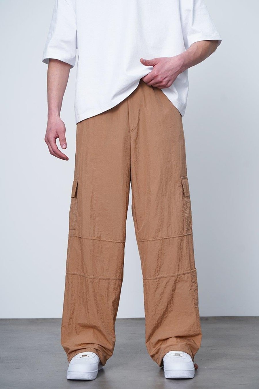 Kahverengi Paraşüt Kargo BDG Ayarlanabilir Paça Baggy Pantolon