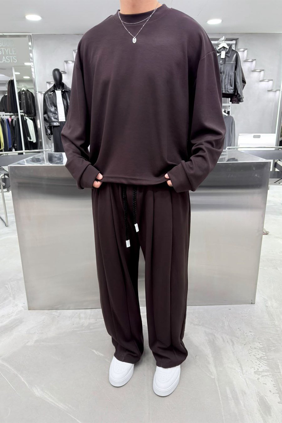 Kahverengi Premium Basic Oysh Kumaş Oversize Eşofman Takımı