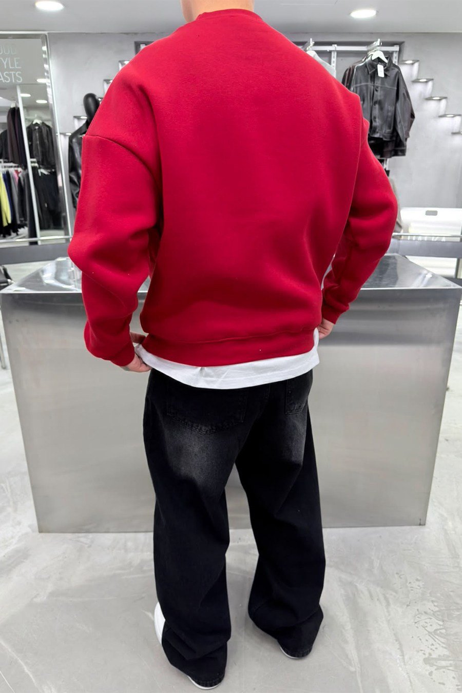 Kırmızı Unkown Nakışlı Oversize Sweatshirt