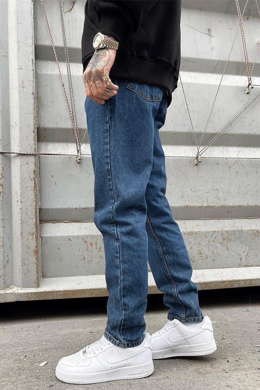KOYU ESKİTME Dokulu Mavi D1508 Regular Fit Jean