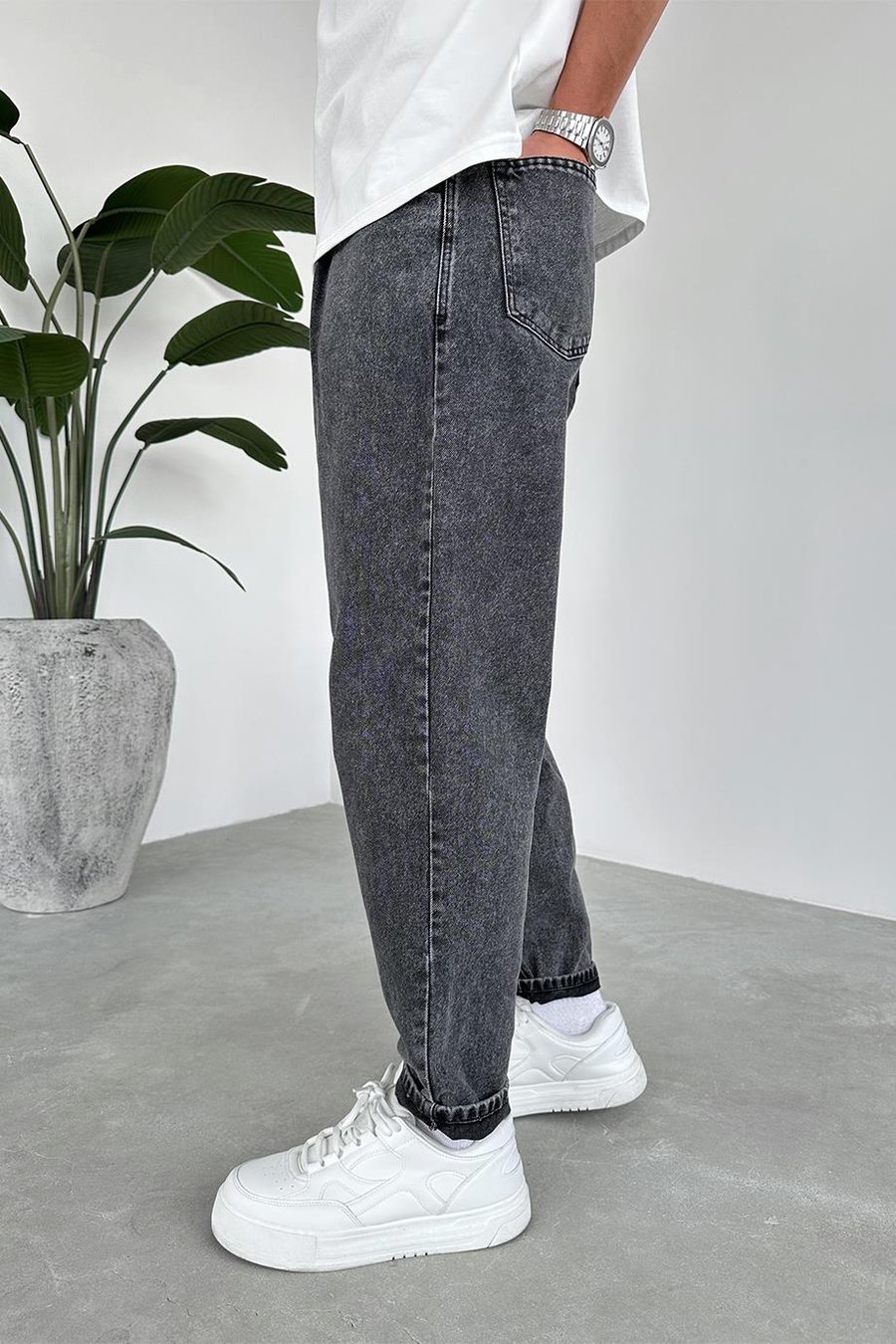 Koyu Gri Balon Fit Baggy Pantolon