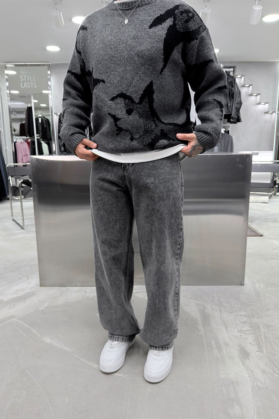 Koyu Gri Basic Baggy Pantolon