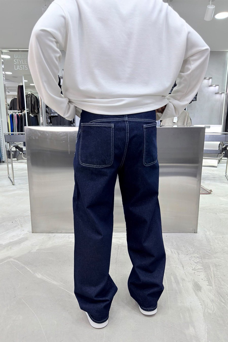 Koyu Mavi Hardware Stitch Süper Baggy Pantolon