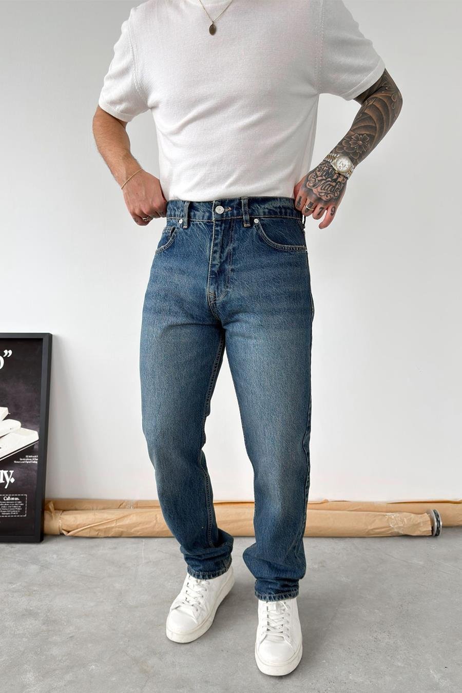 Koyu Mavi Soft Degrade Regular Pantolon