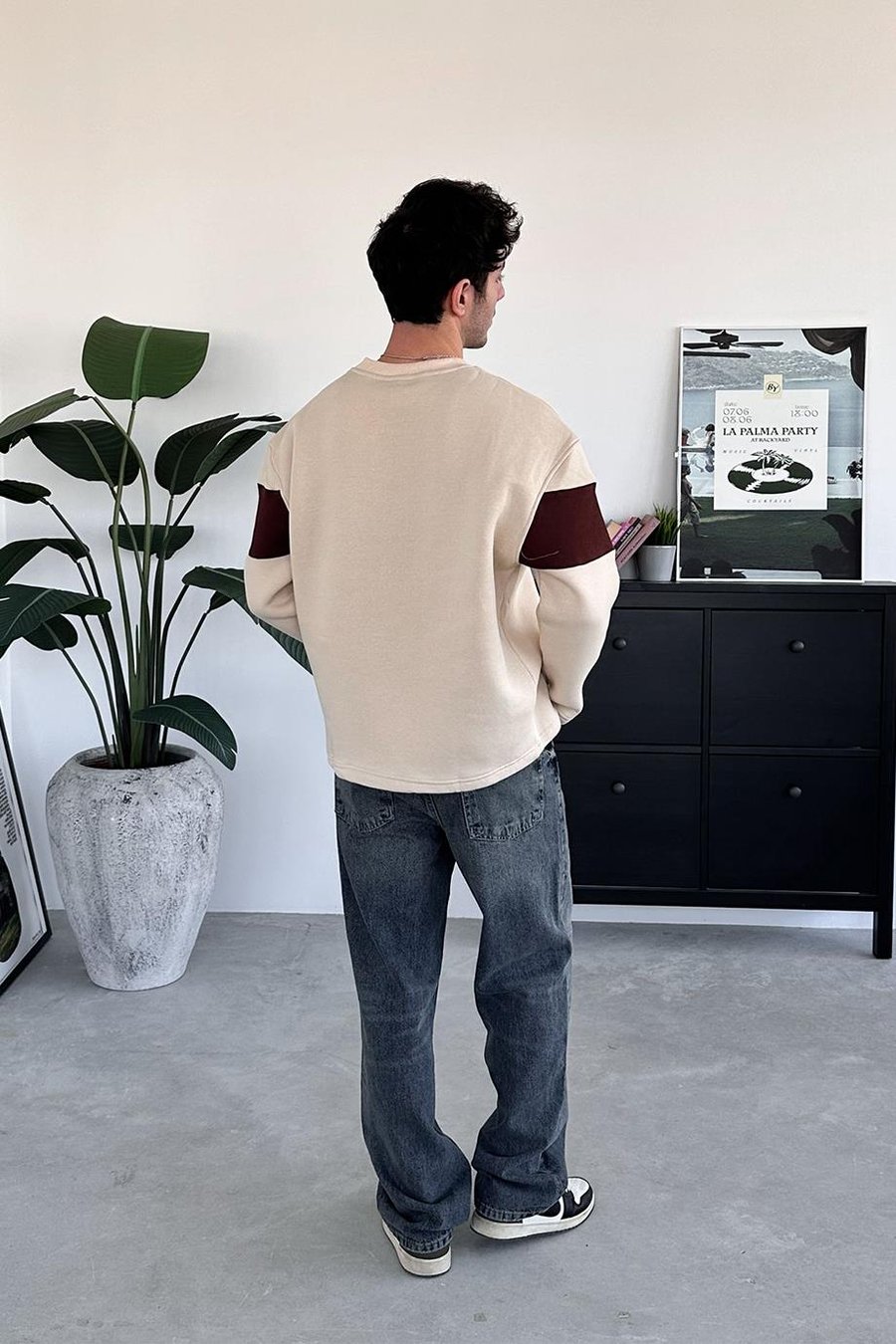 Krem 1994 Nakış Detay Oversize Sweat