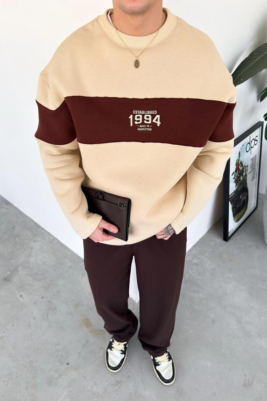 Krem 1994 Nakış Detay Oversize Sweat