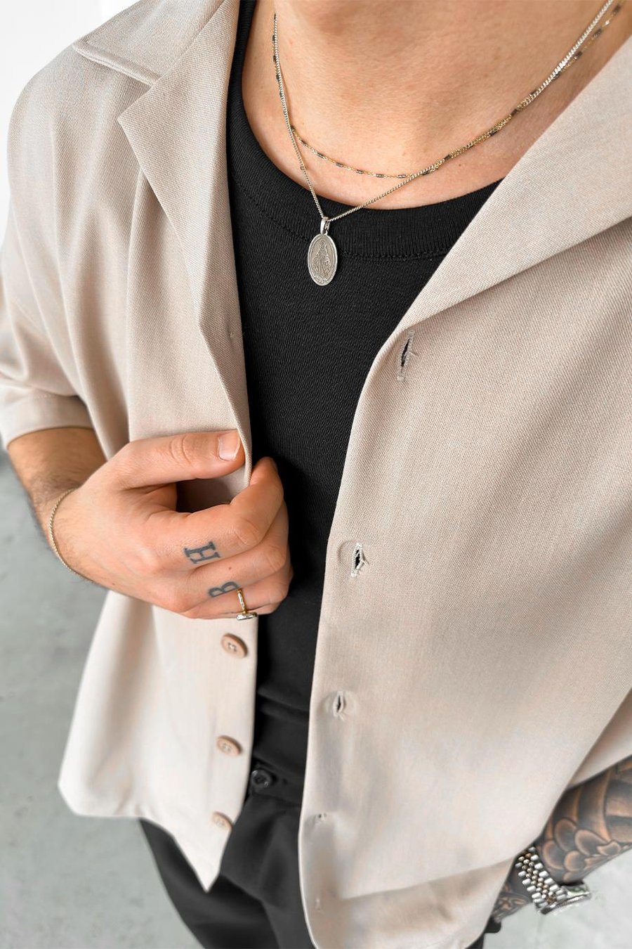 Krem Basic B4 DAD Boxy Fit Oversize Gömlek