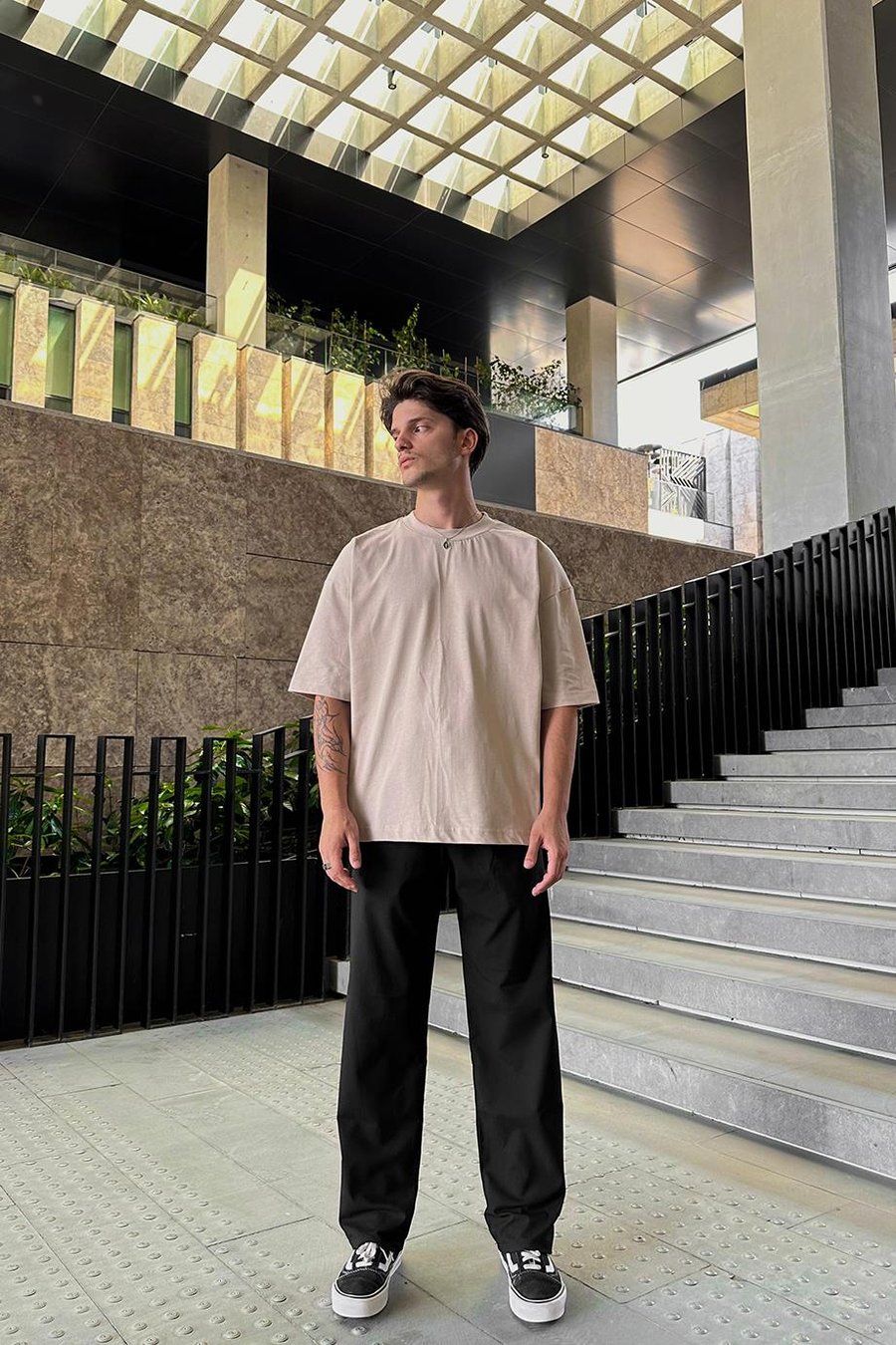 Krem Basic OUTPLENTY PREMİUM Oversize Tişört