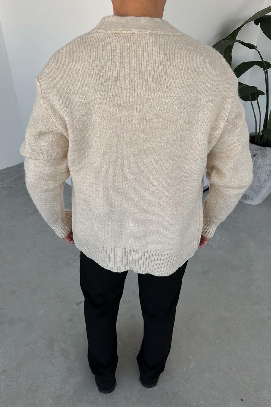 Krem Basic Soft Relaxed Hırka