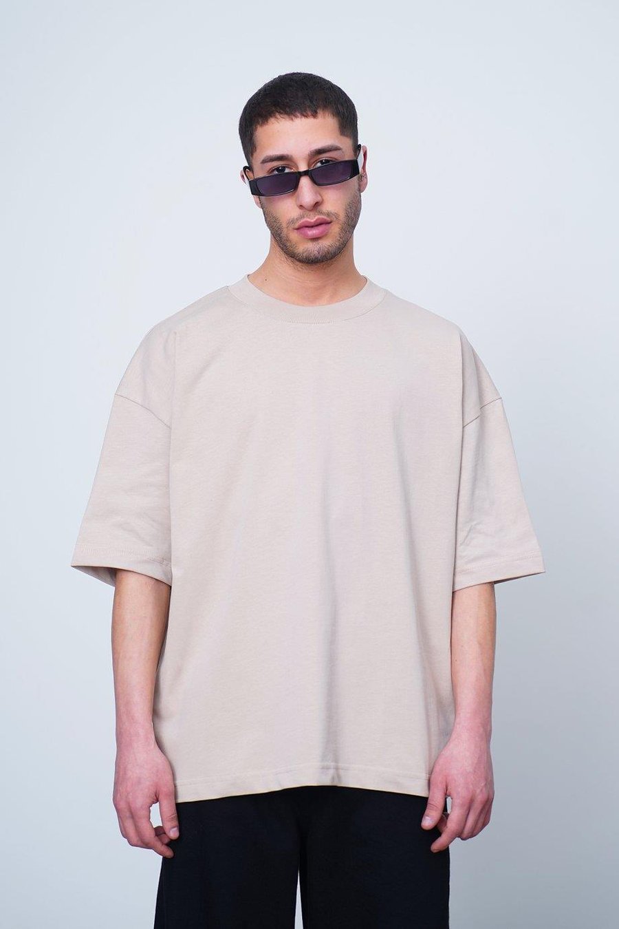 Krem Beyaz Basic OUTPLENTY PREMİUM Oversize Tişört