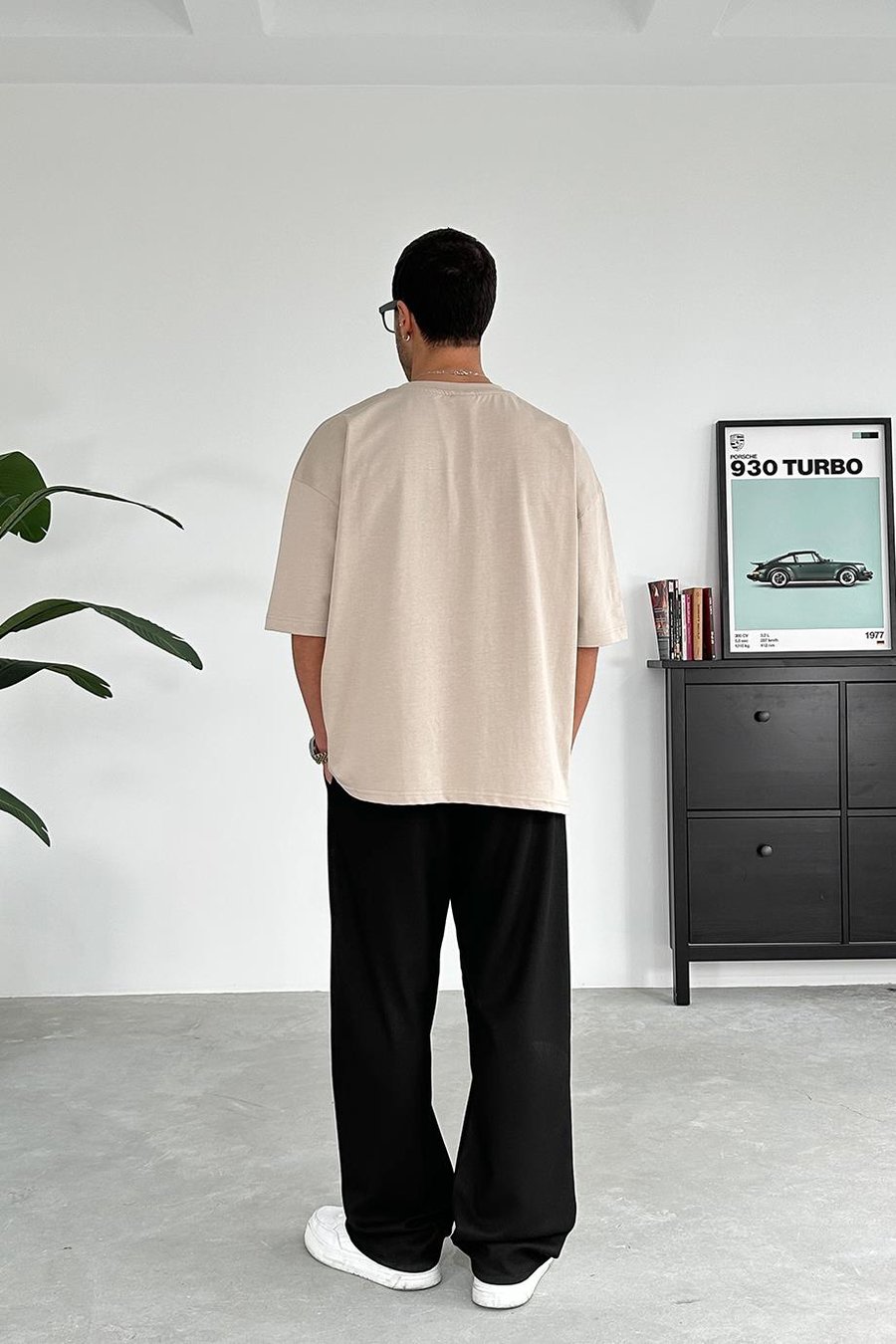 Krem Cozy Basic Oversize Tişört