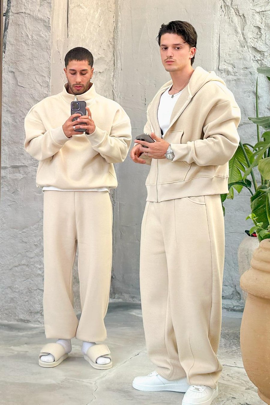 Krem Cozy Basic Pileli Baggy Eşofman