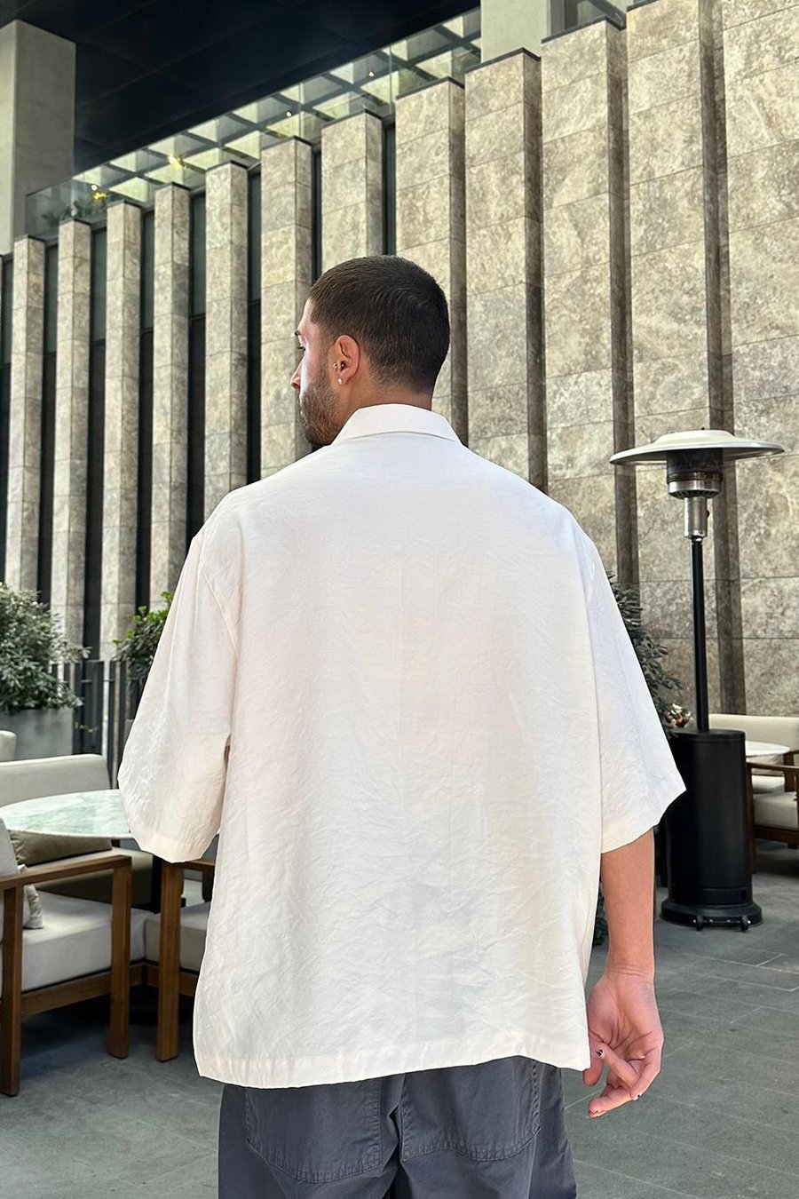 Krem Deniz Atı Nakış Detay BS Oversize Gömlek
