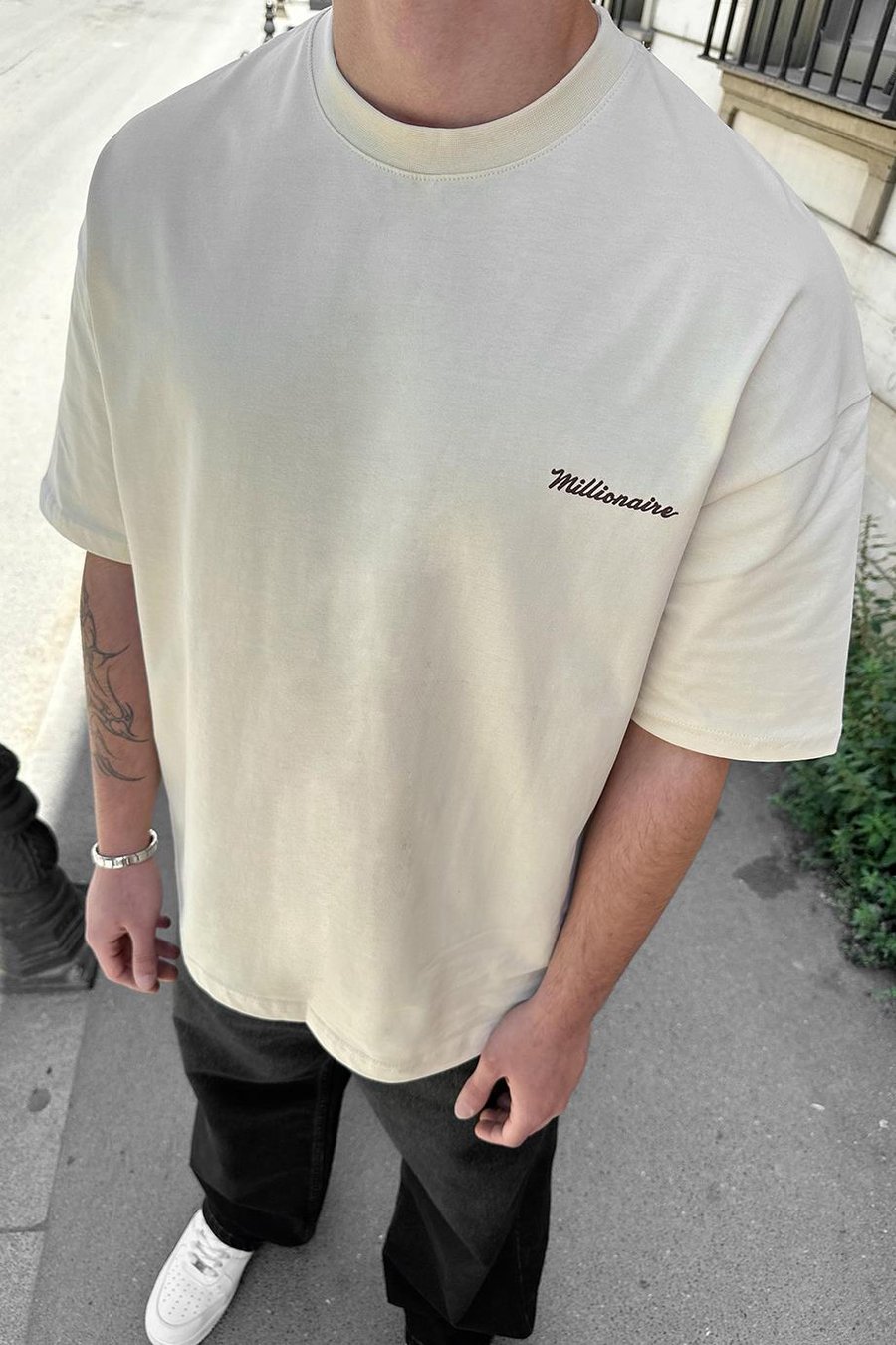 Krem Millionaire PM Oversize Tişört