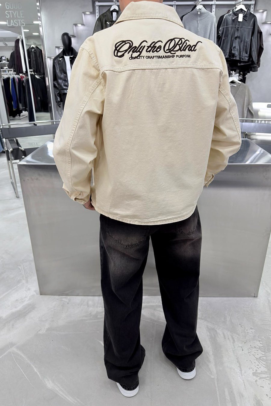 Krem Only Nakışlı Gabardin Oversize Ceket