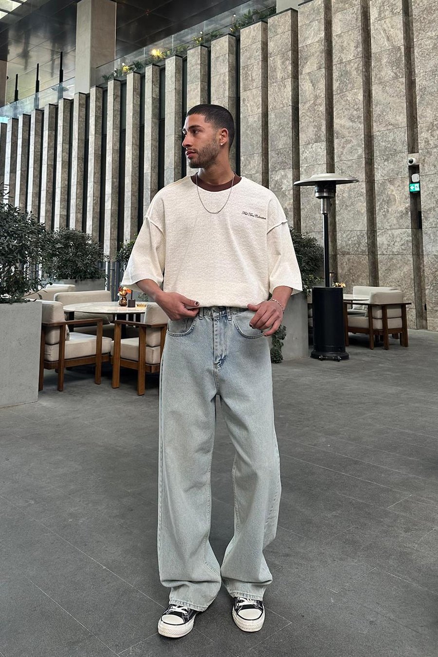 Krem Örme Detay Collective PH Oversize Tişört