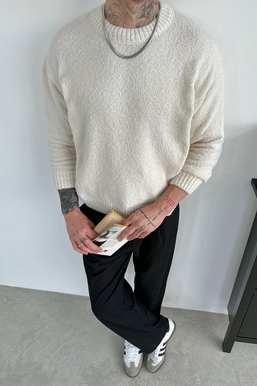 Krem Soft Relaxed Triko Kazak